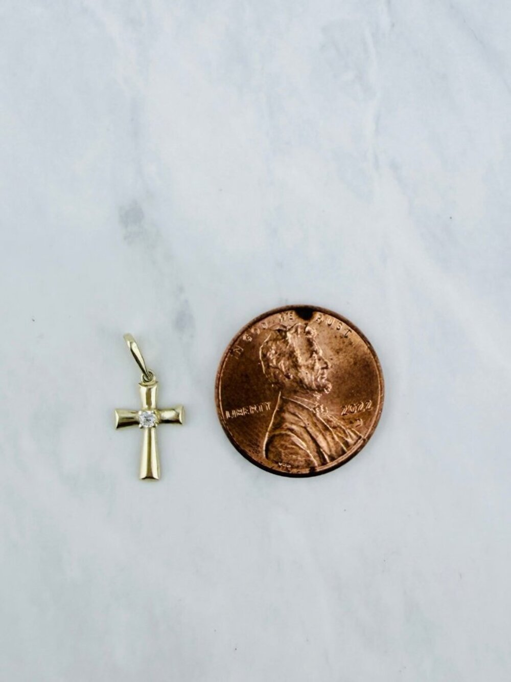 Real 10K Gold Cross Pendant tiny pendant charm - Picture 3 of 3